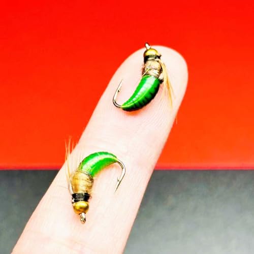 10Pc Wet Flies Bait Fly Fishing Flies for Bass Trout Pike Salmon Brass Head Caddis Nymph Handmade Fishing Bait Artificial Insect Fishing Lure