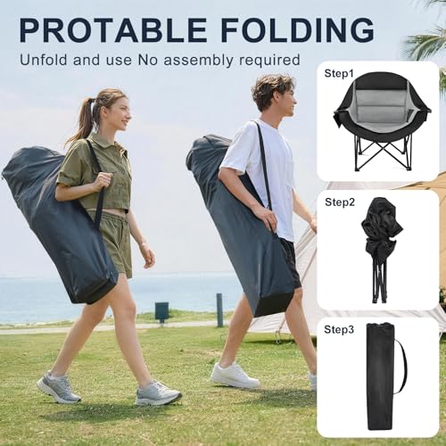 Oversized Camping Chairs 2 Pack (Grey-2 Pack)