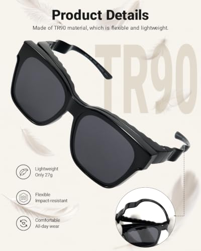 Polarized Sunglasses Women Headband Frame Over Glasses (Black)