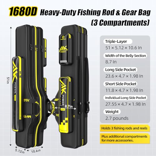 3 Layers Fishing Pole Bag (3 Layer -Reinforced / 51 in / 130cm)