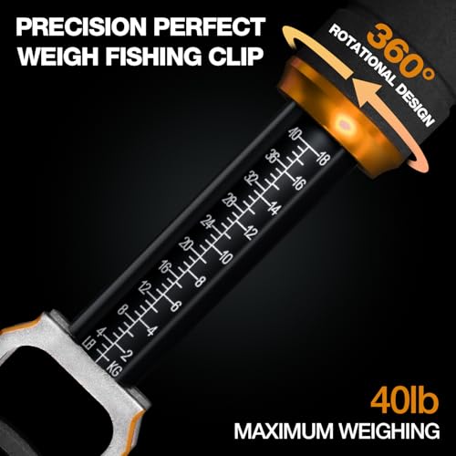 Fish Lip Gripper with Scale 40lb Aluminum Alloy Fishing Grabber (Orange)