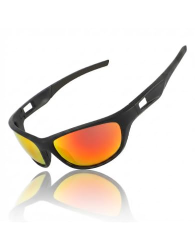 0.8 oz Polarized Sports Sunglasses for Men Women (Black Frame-red Lens)