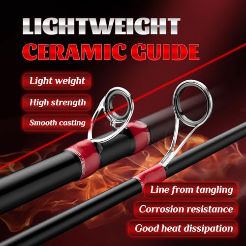 Flame One Piece Lure Fishing Rod 7ft Baitcasting Spinning Fishing Rod Lightweight Overhead Rod (FMS731MHF-7.3ft spinning)