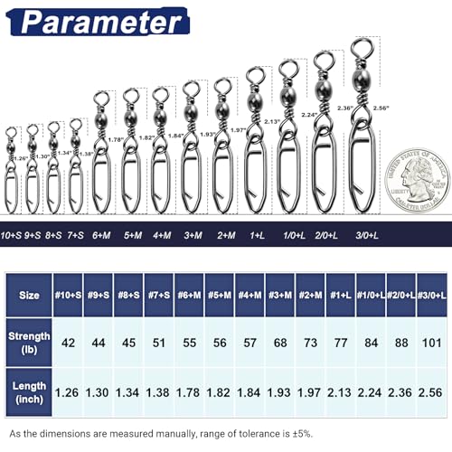 High Strength Fishing Swivels Stainless Clips Steel Snap Swivels Barrel Connector Saltwater Swivel Fishing Rolling Black Nickel