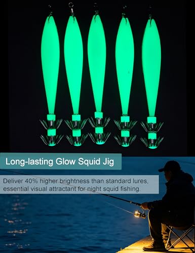 Luminous Squid Jig Saltwater Squid Lure 5pcs
