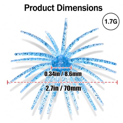 5PCS Urchin Baits for Bass Fishing (Sky Blue / 5PCS-2.7in-Small)