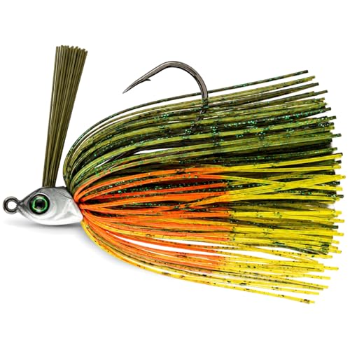 4 Pack Weedless Swim Jigs for Bass Fishing (Green & White / 3/16oz)