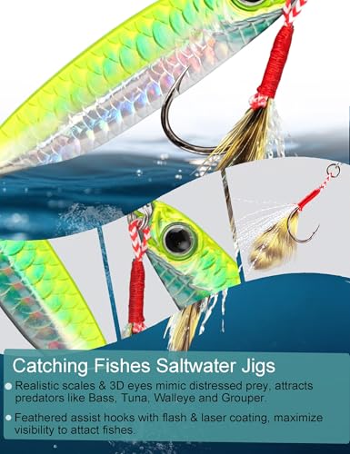 Metal Fishing Jigs Saltwater Fishing Lure 30g Jigs 1.1oz Vertical Jigging Lure 8 Pack Sinking Fishing Spoon Lure Casting Jig Vertical Jigging Spoon Lures for Bass