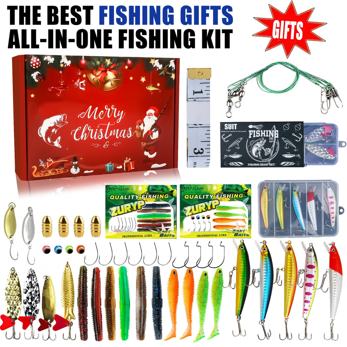 Christmas Fishing Gift Lures Kit Christmas Edition (Christmas Fishing Gift Box)