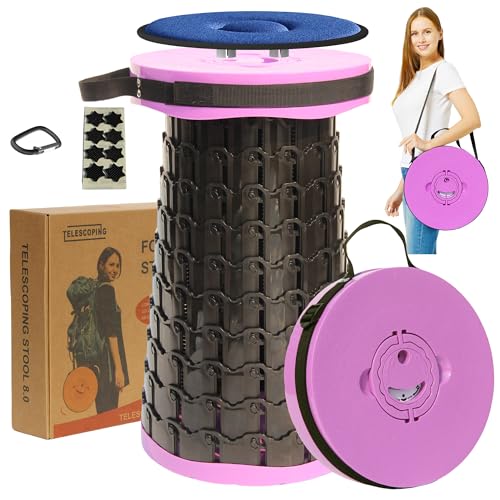 Upgraded Telescoping Stool Collapsible Stool with Cushion & Carry Bag
