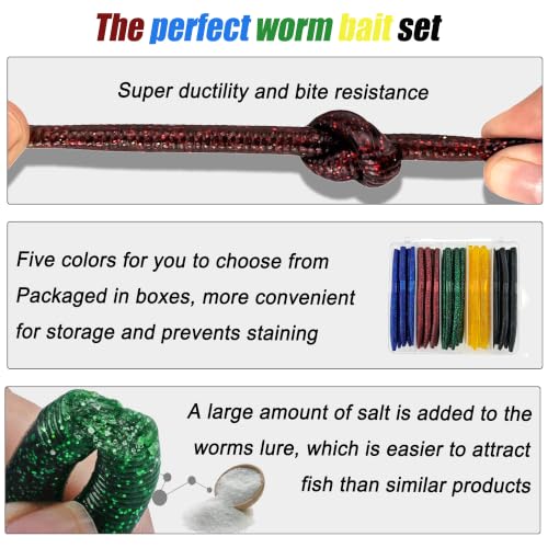 5 Colors 40 Pack Senko Worms for Bass Fishing (Set B (40pcs-0.35oz/5.5in))