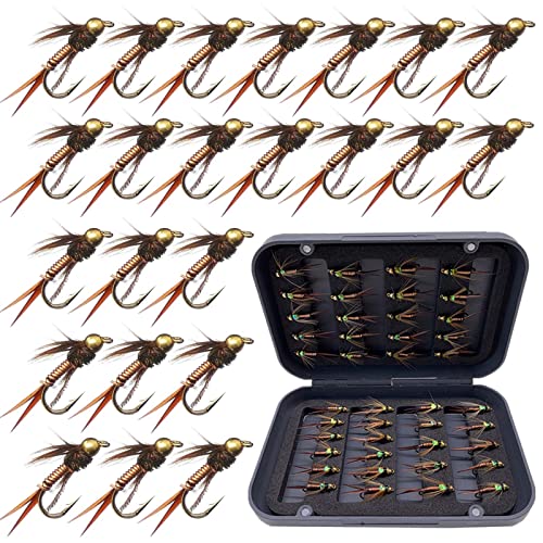24Pcs Fly Fishing Flies Trout Lures Fishing Tackle Fly Fishing Flies with Boxed Trout Bass Artificial Fish Bait