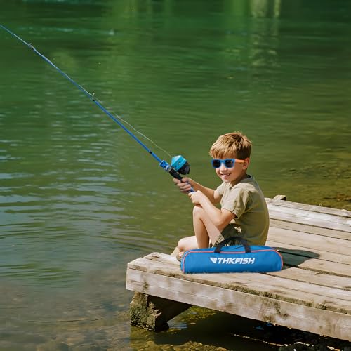 Kids Fishing Pole Set (Blue Pole Set with Sunglasses / 4.9 ft)