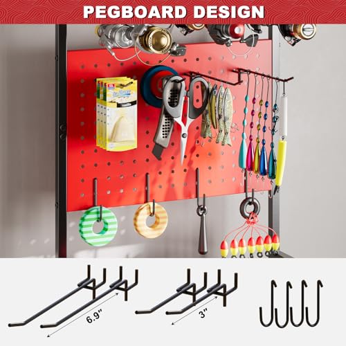 Fishing Rod Holders for Garage (Red)