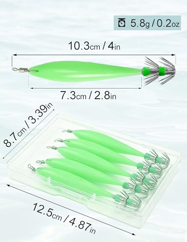 Luminous Squid Jig Saltwater Squid Lure 5pcs