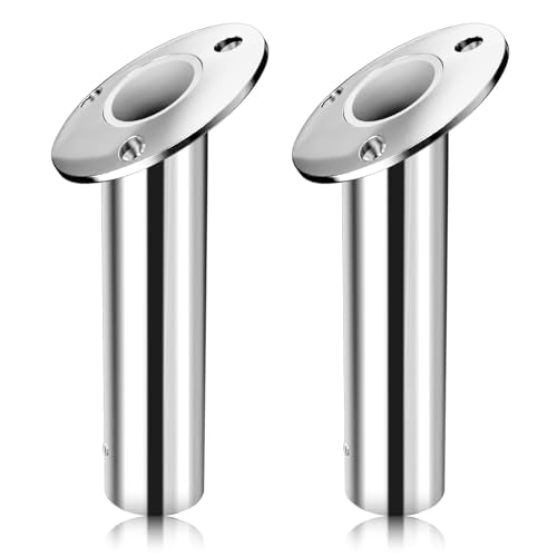 30 Degree Fishing Rod Holder 2 Pack (30 Degree - SS with White Insert)