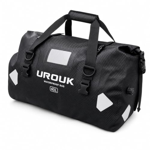 Waterproof Duffel Bag 40L 65L 90L Large Motorcycle Dry Bag Backpack (Carbon Fiber Black / 40L)