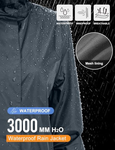 Women's Packable Waterproof Rain Jacket Dark Gray M (Medium / Dark Gray)