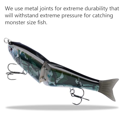 SwimShad Glide Baits Jointed Swimbait Bass Pike Salmon Trout Muskie Fishing Lure (Black Camo / 4.5in/0.65oz)