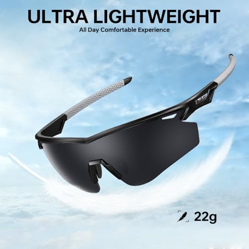 Polarized Running Sunglasses for Men Women Ultra (Elegant Black)