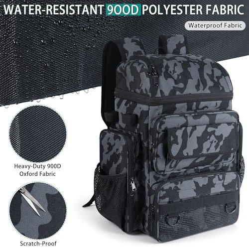 Fishing Tackle Backpack With Rod Holders (Camouflage Blue)