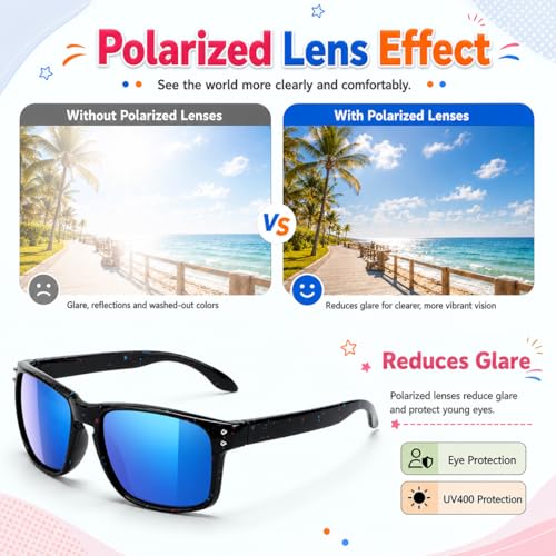3 Pack Kids Sunglasses Polarized UV Protection Shades for Boys and Girls