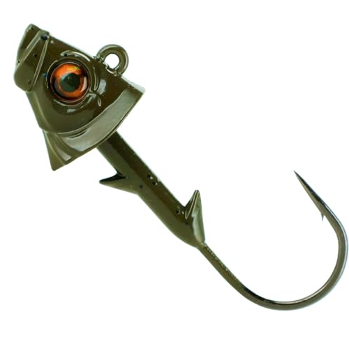 Tungsten Fish Head Jig Heads (Green Pumpkin / 1/4 Oz)