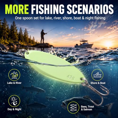 15 Pcs Glow in The Dark Fishing Lures with Treble Hook Jigs