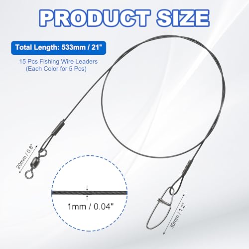 Fishing Wire Leader Line 125LB 21 Inch (Black/Blue/Green)