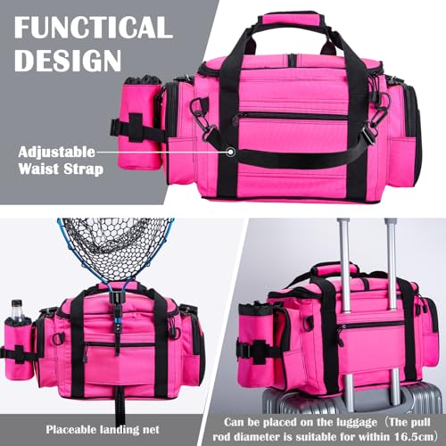 Fishing Tackle Bag with 2PCS 3700 Tackle Boxes (B1:Pink with 2 3700 Tackle Boxes / Medium)