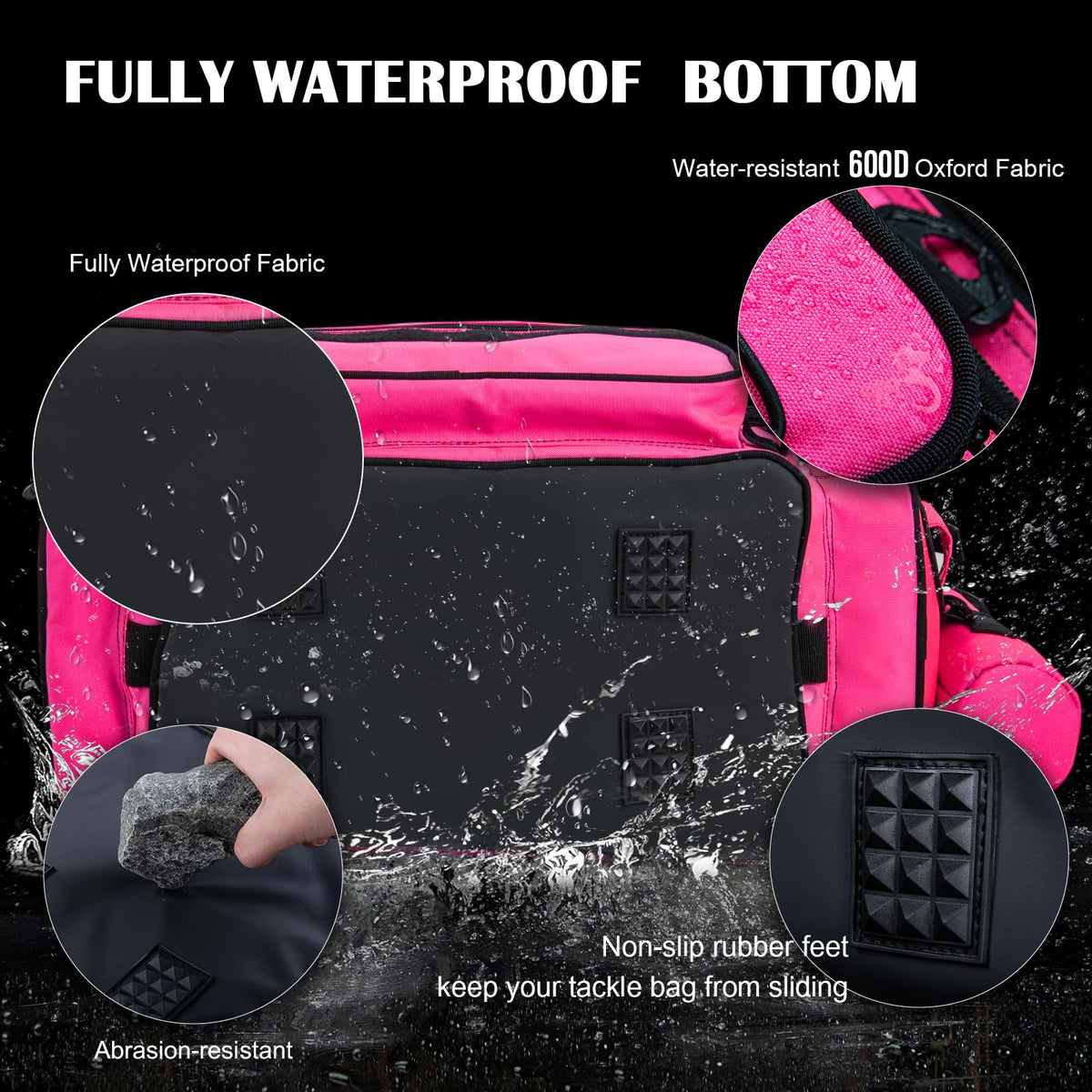 Fishing Tackle Bag with 4PCS 3600 Tackle Boxes (C2:Pink with 4 3600 Tackle Boxes / Large)