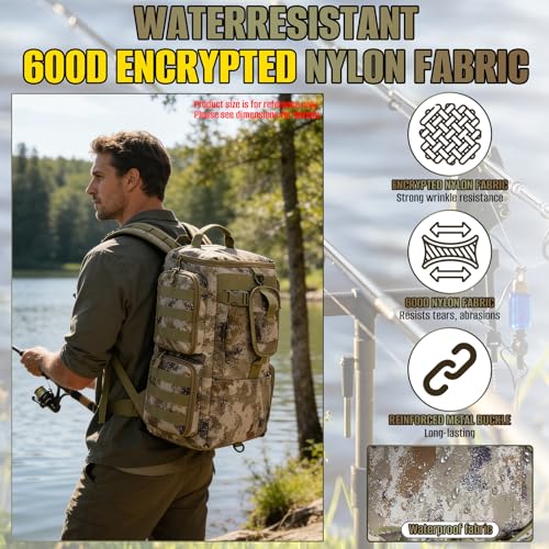 Fishing Backpack with Rod Holder (9.84" x 7.08" x 17.32")