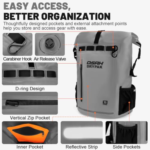 Waterproof Dry Bag Backpack 25L (Grey / 55L)