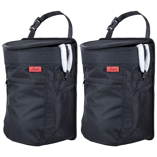 Spill Proof Car Trash Can (2.5 Gal 2-Pack / Black)