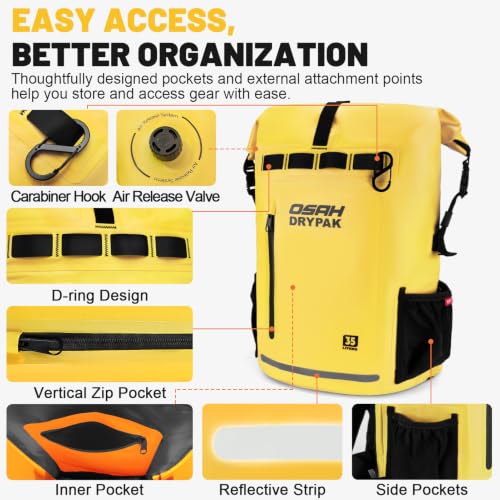 Waterproof Dry Bag Backpack 25L (Yellow / 55L)