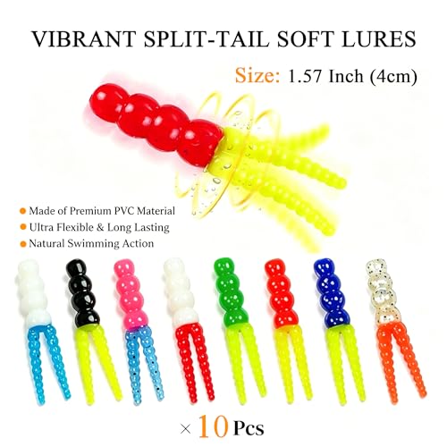 125/130-Piece Crappie Jig Lure Kit-Jig Heads, Split-Tail Grub Bait