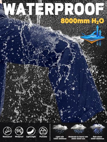 Mens Waterproof Pants Rain Over Pant (32W x 30L / Navy Blue)