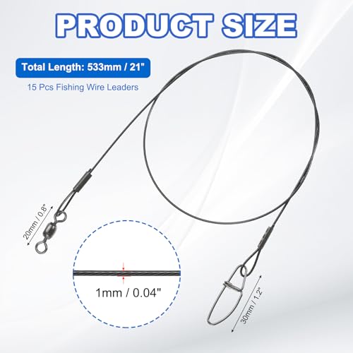 Fishing Wire Leader Line 125LB 21 Inch (Black)