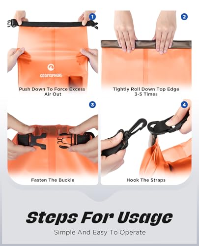 Waterproof Small Dry Bag with Phone Case & Emergency Whistle 5L (Orange / 5L)