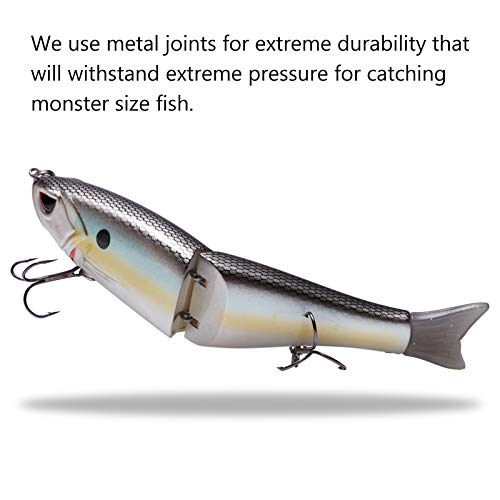 SwimShad Glide Baits Jointed Swimbait Bass Pike Salmon Trout Muskie Fishing Lure (Threadfin / 4.5in/0.65oz)