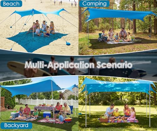 Beach Tent 14x11 FT UPF 50+ Sun Shelter