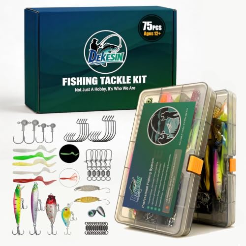 Small Tackle Box Starter Kit (75Pcs - Fishing Starter Kit (TEENS & Beginners))