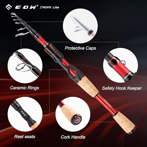 XPEDITE LITE Portable Telescopic Fishing Rods & Combo (5'6"-M-Fast / Combo- Spinning Rod and Reel)