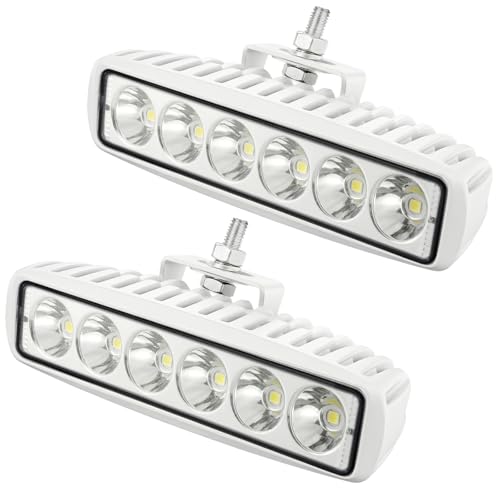 2PCS Led Boat Lights 6inch Marine Led Light Bar 180°Flood Light 96W 4000LM IP67 Waterproof Ponton Boat Deck Dock Lighting for Night Fishing 12