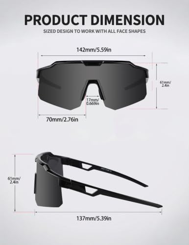 Cycling Sunglasses for Men Women (Black)