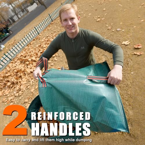 3 Pack 72 Gallon Leaf Bags Reusable with Dustpan Bag (Green-40&72 Gallons)