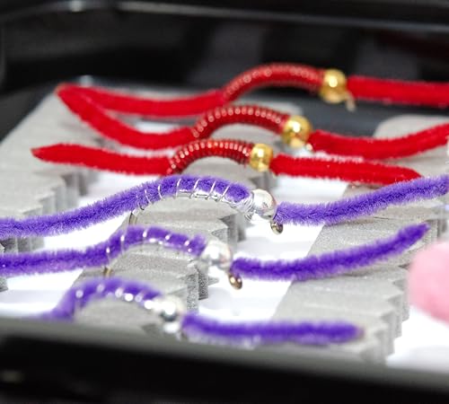 36 Mop Jig Tungsten Bead Flies and San Juan Worm Power Bead Trout Fly Assortment with Waterproof Fly Box for Wet Nymph Fly Fishing Flies (12 Mop Jig+24 San Juan Worm with Fly Box)
