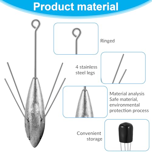Fishing Sinker Weight Long Tail Surf Casting Lead Fishing Weights for Saltwater Fishing Gear Tackle Sinkers Fishing Weight Equipment (Mixed - 5pcs)