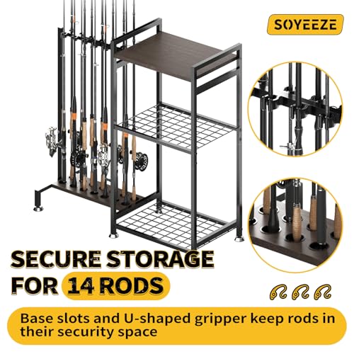 Fishing Rod Holder for 14 Rods (Black-14 Rods / 14 Rods)
