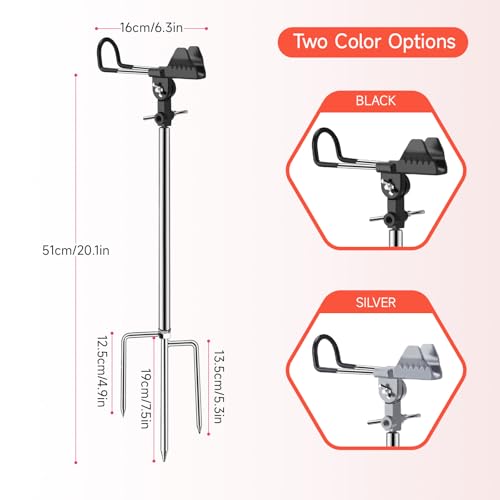 Fishing Pole Holder Upgraded 360° Adjustable Stainless Steel